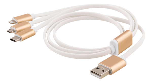 Multi-Charger, USB-C, Lightning, Micro USB, USB-A, 1m, white