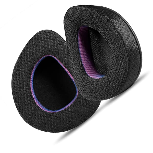 Sorte og lilla stof-ørekopper til ASUS ROG-headset