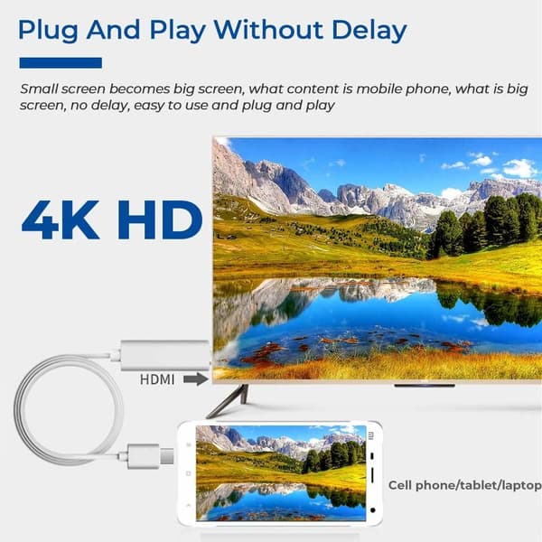 USB-C till HDMI kabel 4K  (2 meter) White