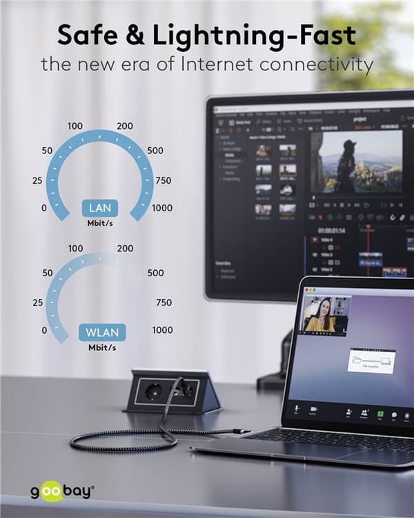 Ethernet-kabel USB-C™ 3.1 til RJ45, Slim, 1 m