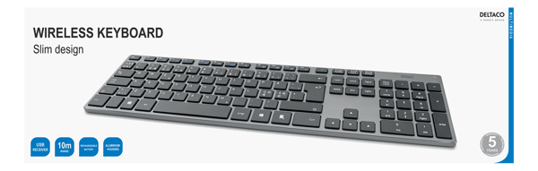 Wireless slim office keyboard 2.4 GHz USB receiver aluminium