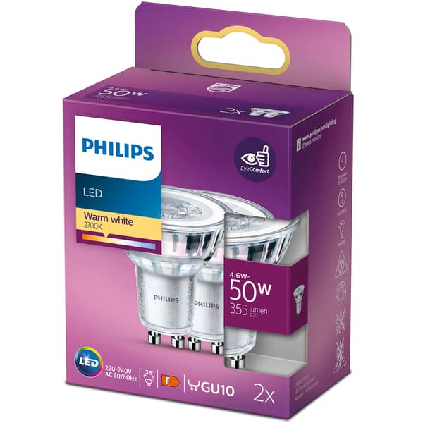2-pak LED GU10 Spot 50W 355lm