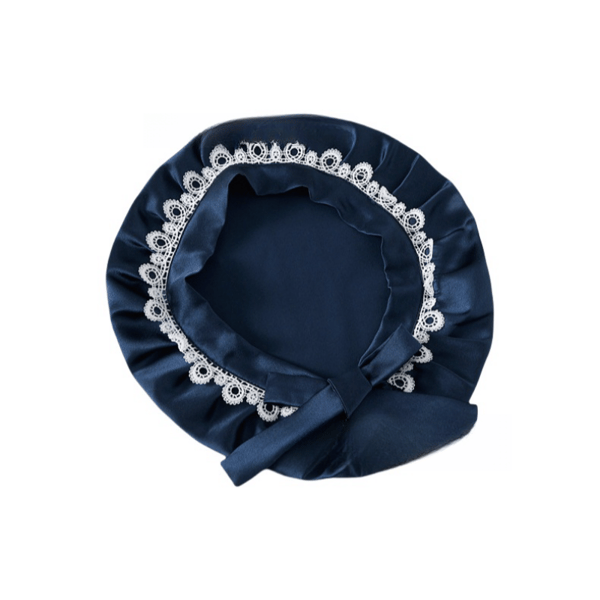Justerbar silke sovehætte NavyBlue
