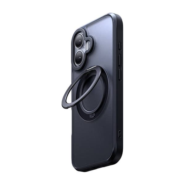 McDodo PC-4930 MagSafe kotelo iPhone 16:lle jalustalla (musta)