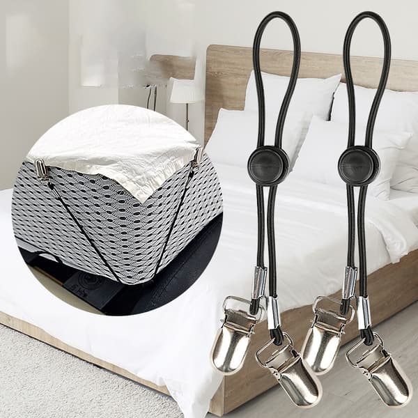 Dobbelthoved Klips (4 stk) - Justerbar Elastisk Linnedholder til Madrasser, Sofa og Mere