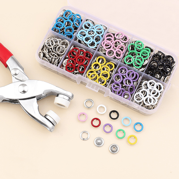 Tryckknappar med verktyg 100 st 9,5 mm MultiColor
