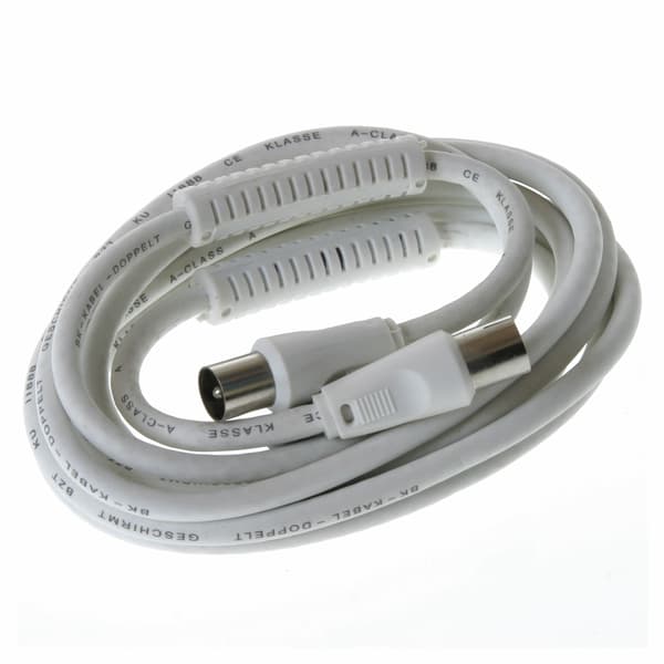 Antennekabel 85dB ferrit, 5m, hvid
