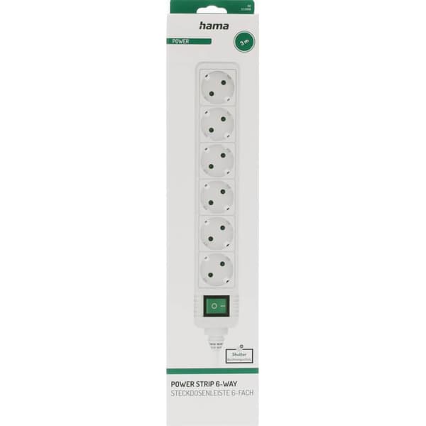Stikdåse 6-vejs Switch Hvid 3,0m