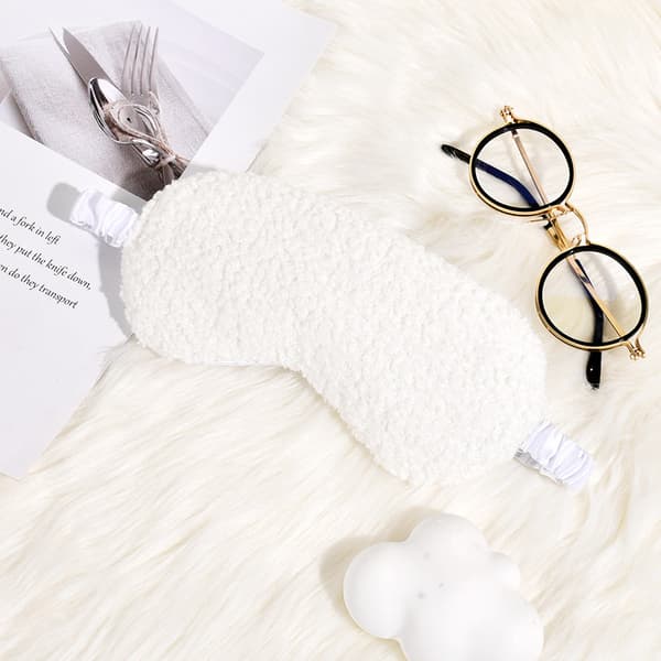 Plysch Sovmask med Teddy-Framsida White