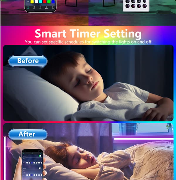 Smarte LED-stripelys 15M med WiFi-kontroller og APP