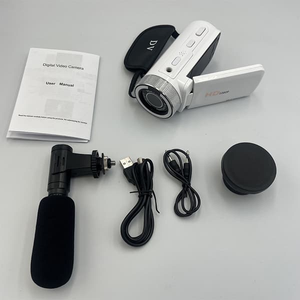 HD digitalkamera med vidvinkelobjektiv White