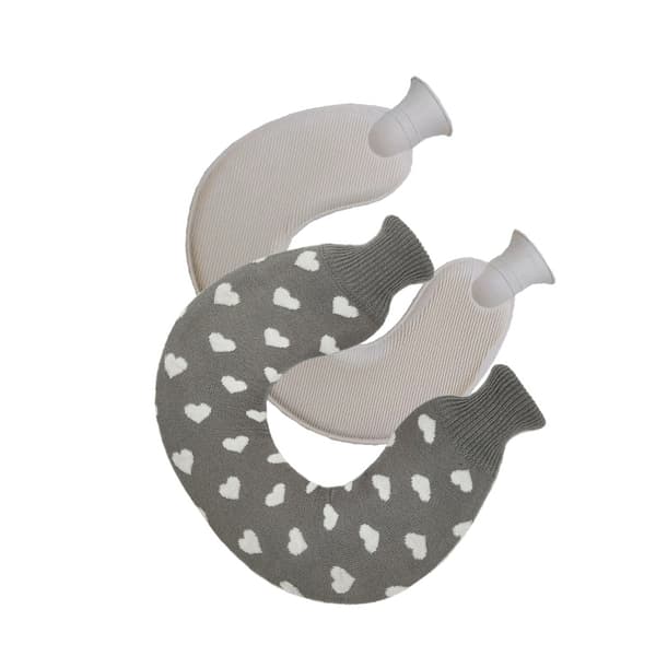 Stickad U-Formad Varmvattenflaska med Lock Grey