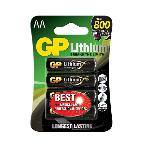 Batteri Litium AA 1,5V 4-Pakning