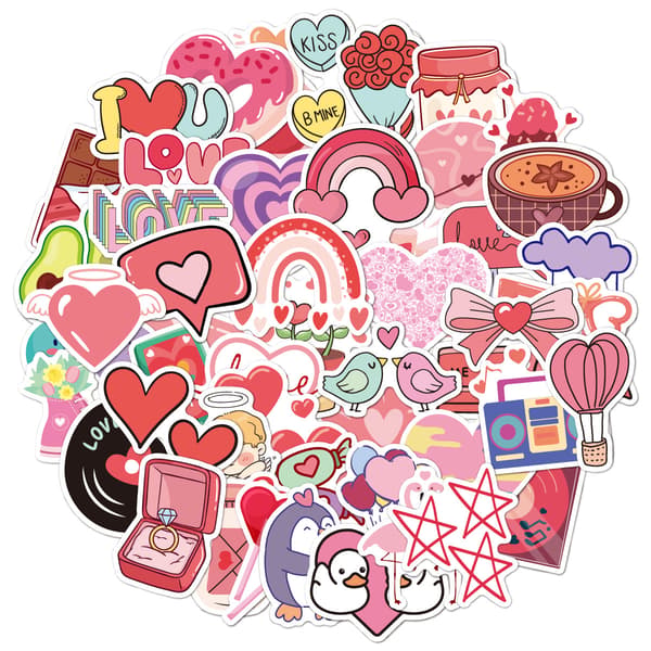 Love Heart Stickers, 50-pack MultiColor N13