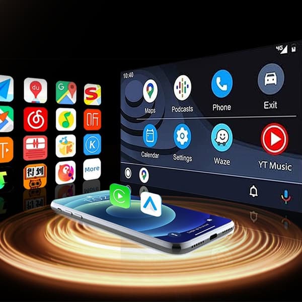 2-in-1 langaton CarPlay & Android Auto -sovitin: Saumaton autoyhteys