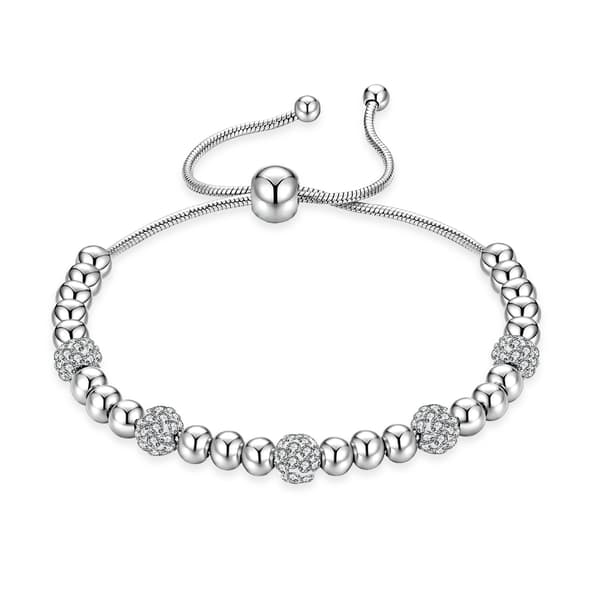 Justerbart pärlarmband Titanstål Silver