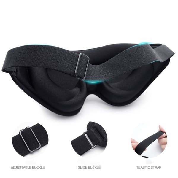 Mjuk 3D sovmask ögonmask för flygresor yoga vila Black