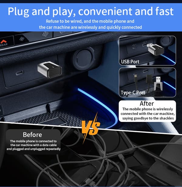 Langaton CarPlay & Android Auto -sovitin autoihin