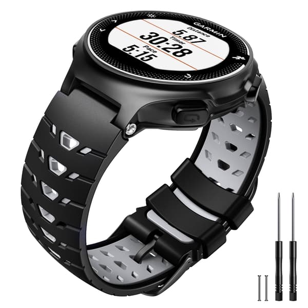 Urrem til Garmin Forerunner 630 Silikone Sort/Grå