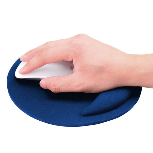 Ergonomisk Rund Musmatta med Handledsstöd Blue