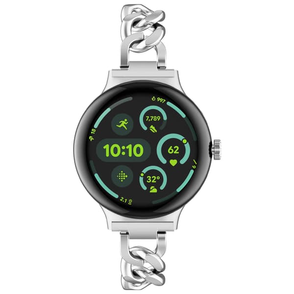 Sølvfarget reim i rustfritt stål til Google Pixel Watch 3 (45 mm)