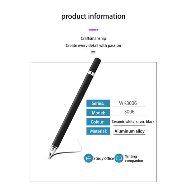 2 in 1 Stylus kynä kirjoitustoiminnolla musta