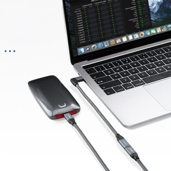 100W USB-C forlængerkabel - 20Gbps data & 4K video - vinkelret design 1.5m