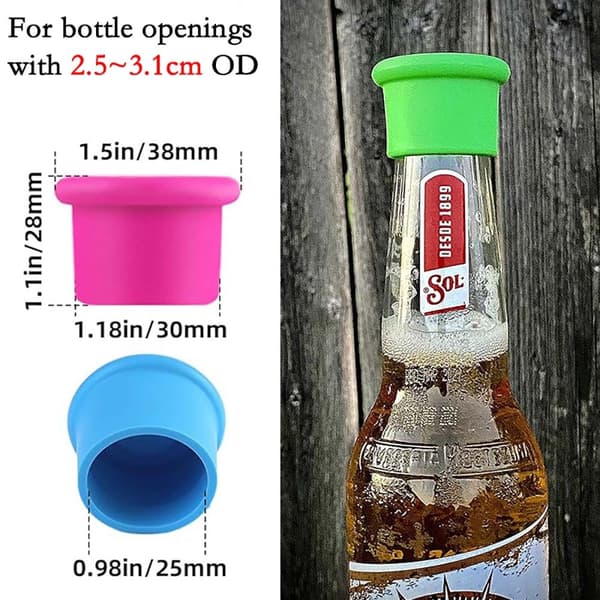 6-pack Silikonflaskproppar - Återanvändbara vinkorkar för försegling och bevarande, passar flaskor med 2.5-3.1cm öppning Grey