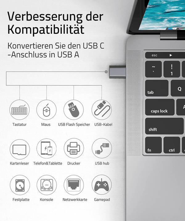 USB 3.2 till USB-C OTG-adapter 10 Gbps Grey