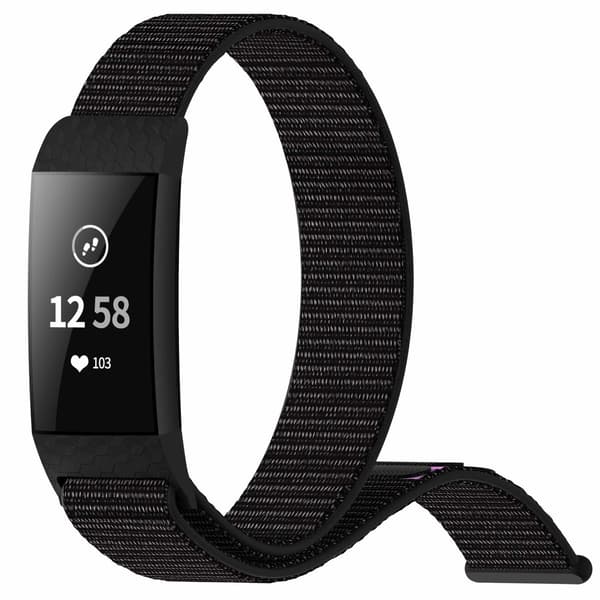 Fitbit Charge 3/4 armbånd nylon Sort