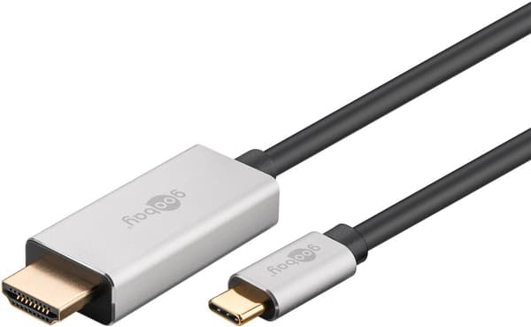 USB-C™ till HDMI™ kabel, 2 m, svart;silver