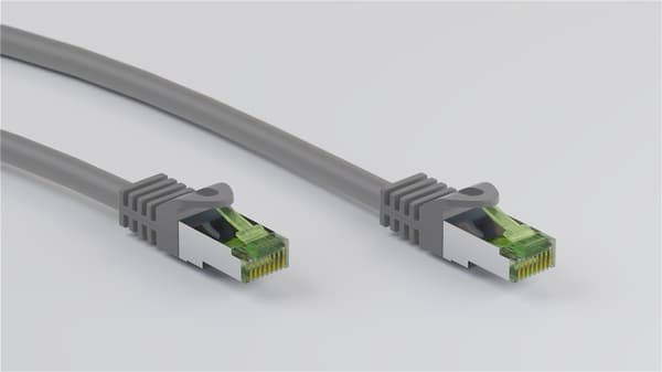RJ45 patchkabel med CAT 8.1 S/FTP råkabel, AWG 26, grå