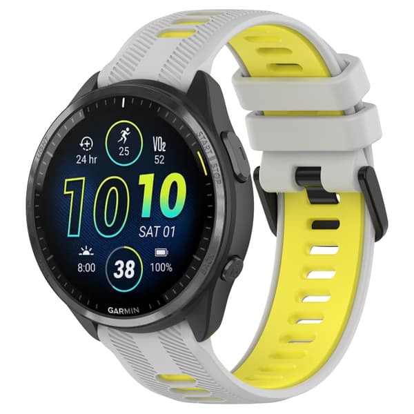 Grå gul silikonreim for Garmin Forerunner 965