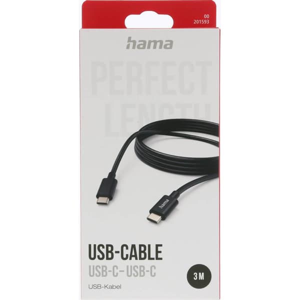 Kabel Opladning/Data USB-C - USB-C 3.0m Sort
