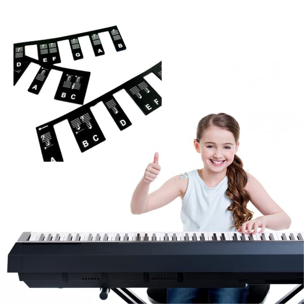 Avtakbart pianokeyboard Noteetikett 88 tangent Black