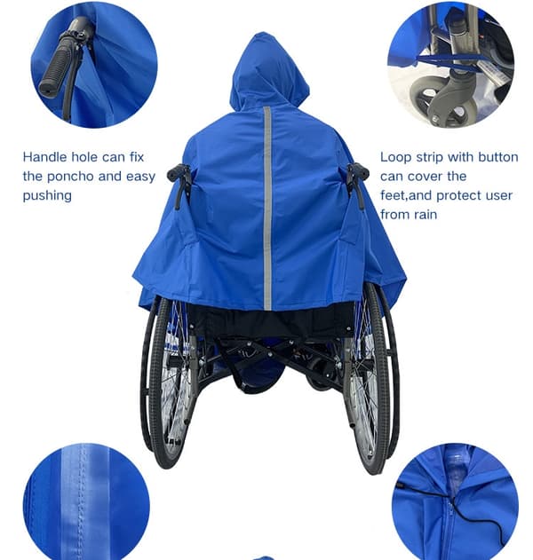 Vattentätt ponchoöverdrag för rullstolar Blue
