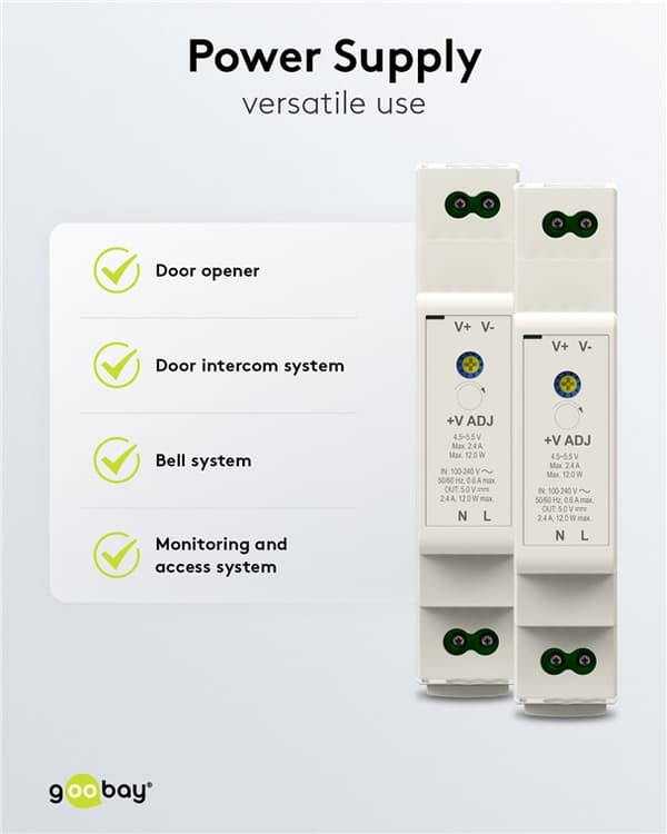 Virtalähde DIN-kiskoon 5 V, 2,4 A, 12 W