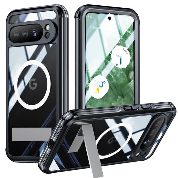 Magnetisk deksel til Google Pixel 9A med 9H herdet glassbakside Grey
