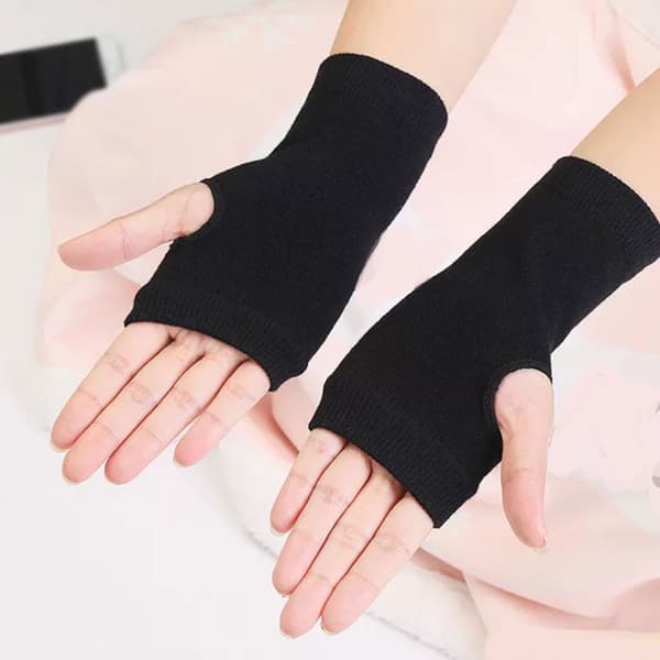 2 par Vintervarma Stretchiga Halvfingerhandskar Black