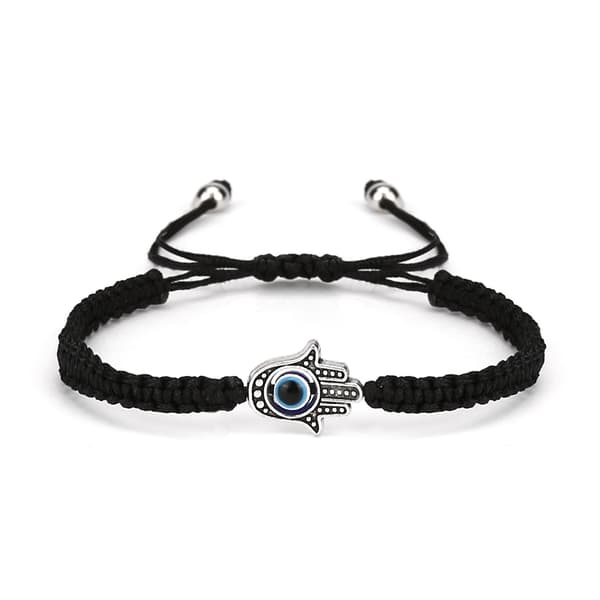 Macramé-rannekoru suojaavalla Hamsa-kädellä Black