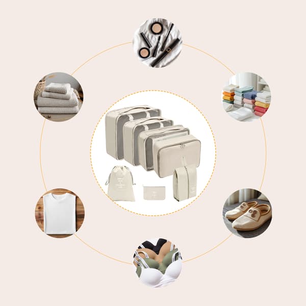 Organizer för resväska - Packkuber och påsar 7 st Beige
