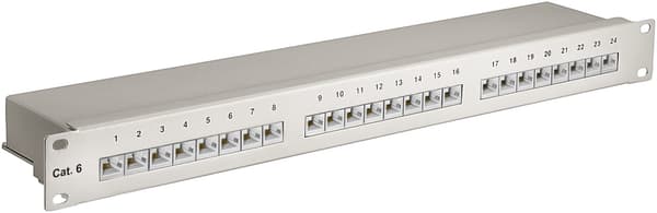 CAT 6 19 tommer (48,3 cm) patch-panel, 24 porte (1 HE)