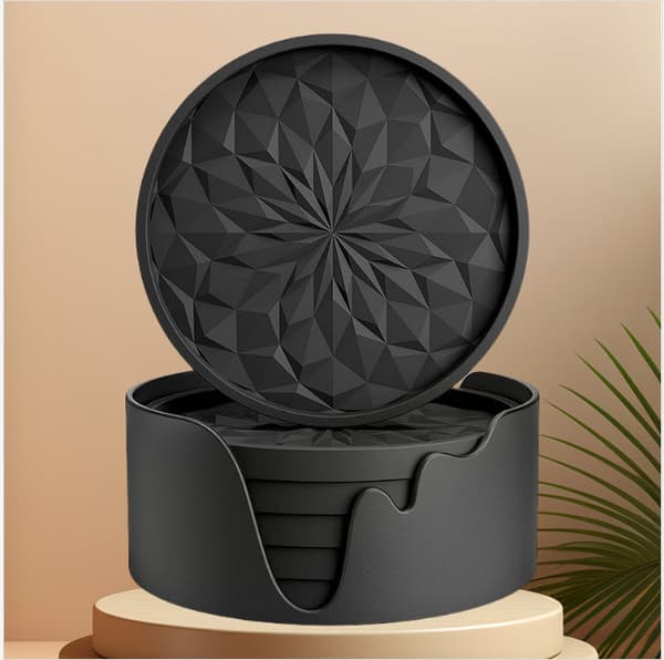 Sett med 6 silikonbrikker med holder Black