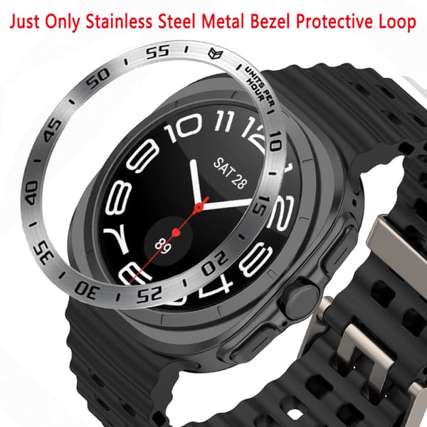 Rustfrit stål bezel ring til Samsung Galaxy Watch Ultra Silver + Black