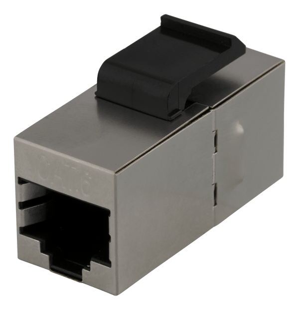 Cat6 Keystone coupler, shielded, 2xRJ45, plastic, 180, metal
