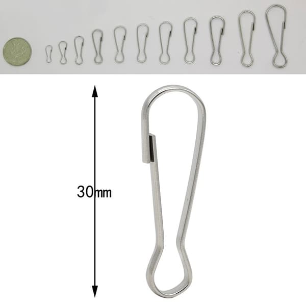Små Karbinhakar i Rostfritt Stål, 100-pack Silver 30 mm