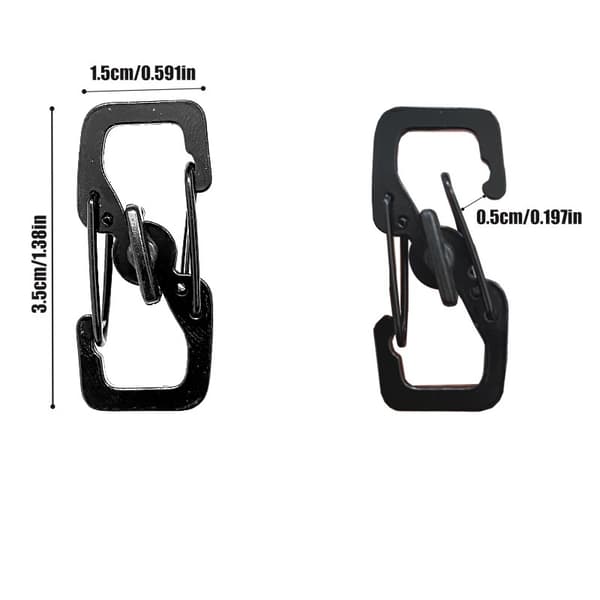 Mini Låsande S-Formad Järnkarbinhake - 8-pack, Svart