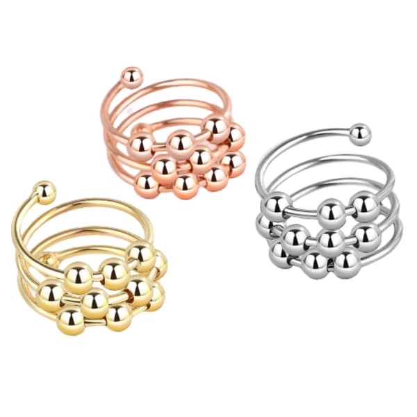 Anti-stress ring justerbar kobber 3-pak