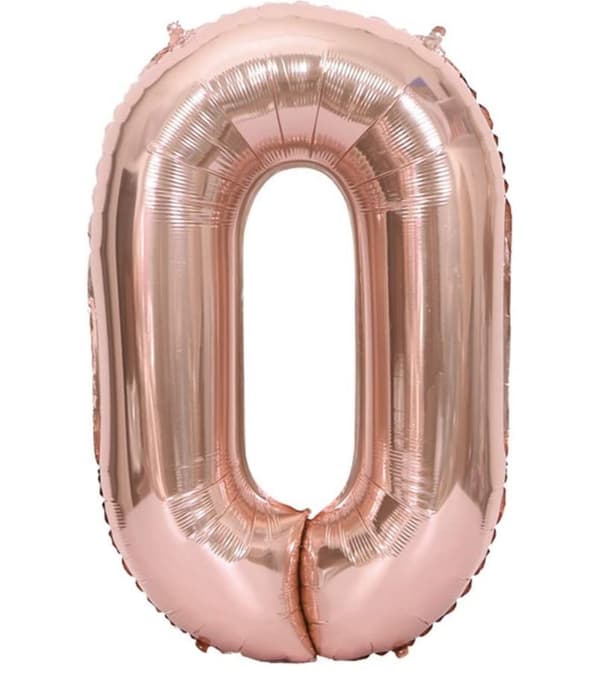 Nummerballon 102 cm, nummer 0 - Pink