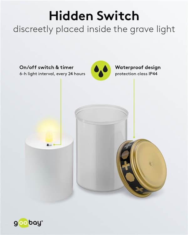 LED gravlys med timer, hvid